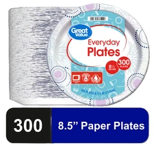 Great Value Everyday Disposable Paper Plates, 8.5", 300 Count