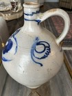 Salt-glazed stoneware jug with cobalt blue floral decoration — photo 2
