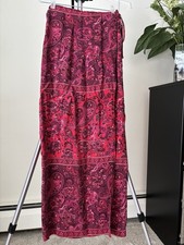 Vintage Express 90s Y2K Silk Wrap Skirt Floral Maxi Fairy Whimsigoth Juniors 1/2