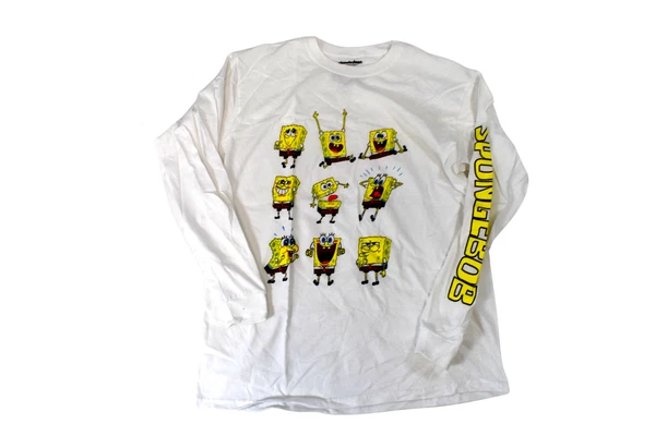 Nickelodeon Mens SpongeBob SquarePants White Long Sleeve Shirt New S, M, L