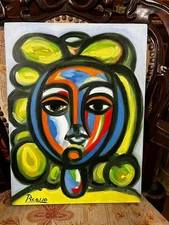 Pablo Picasso- Amazing oil canvas painting - Stamped - signed - A1
