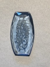 Art Deco Blue Nanette Molded Cabochon with Inset Floral Design—1.5 Inches Long