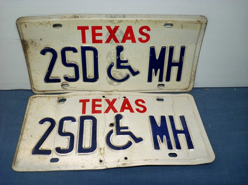 Texas Handicap License Plate Set - 2SD MH