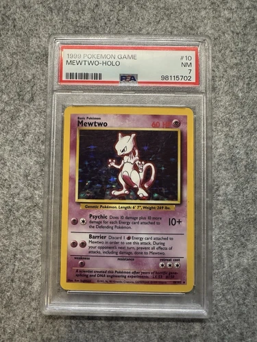 1999 Pokémon Base Set Mewtwo Holo #10 - PSA 7 NM - Vintage WOTC Holographic Card