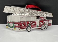 Fire Engine Truck Christmas Ornament with Swarovski Crystals By Harvey Lewis
