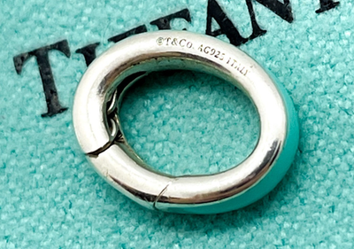 Tiffany & Co. Blue Enamel Oval Clasping Link Jump Ring Charm