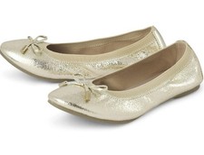 The Children s Place Girls Ballet Flats Gold Bow Slip-On Shoes Youth 6 NEW