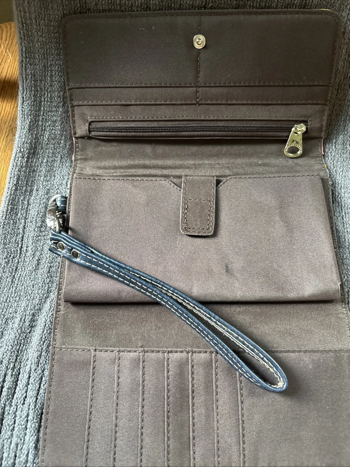 MONTANA WEST кожаный органайзер бумажник кошелек с ремешком с заклепками SW Western темно-синий розовое золото - Изображение 4 из 4