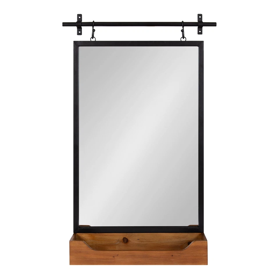 Gammons Modern Pub Mirror; 24 x 39; Rustic Brown and Black; Decorative Metal ... - Image 2 of 4