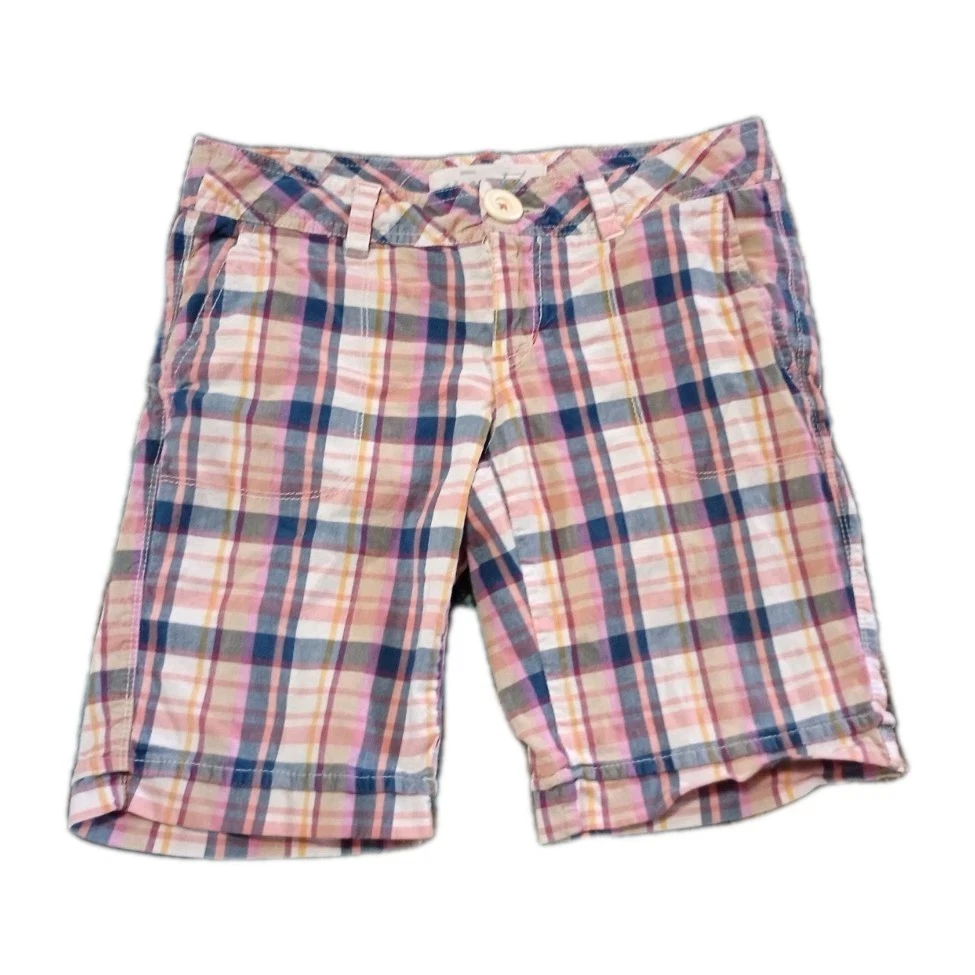 Vtg Y2k Aeropostale Bermuda Shorts Pink Plaid Sz 3/4 Skater Grunge Beach Preppy