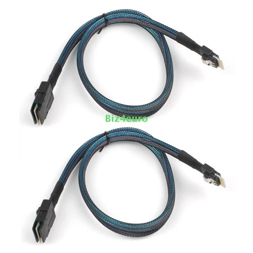 2xSAS 4.0 SFF-8654 4i 38pin Target to Mini SAS HD SFF-8087 36pin Host Kabel 50cm