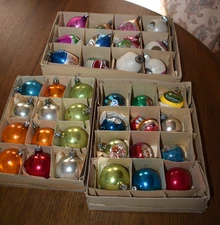 36 VINTAGE MERCURY GLASS ORNAMENTS SHINY BRITE FANTASIA (POLAND) TEARDROP REFLEC