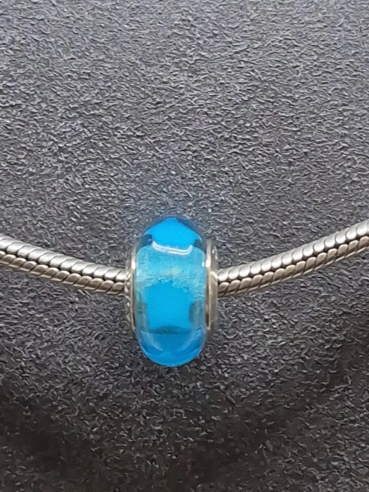 Pandora Murano Blue Glass Bead Charm White Stars - Image 3 of 4