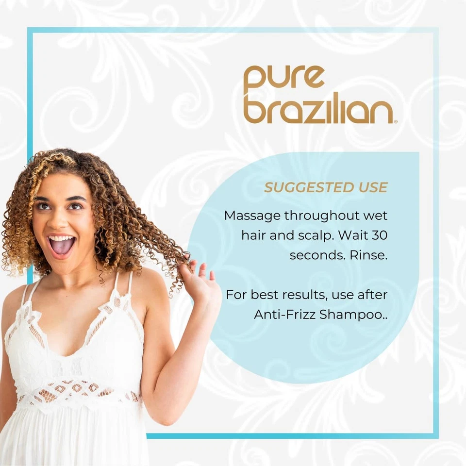 Pure Brazilian Anti-Frizz Daily Conditioner with Keratin & Acai, Smoothing & ... - Image 4 of 4