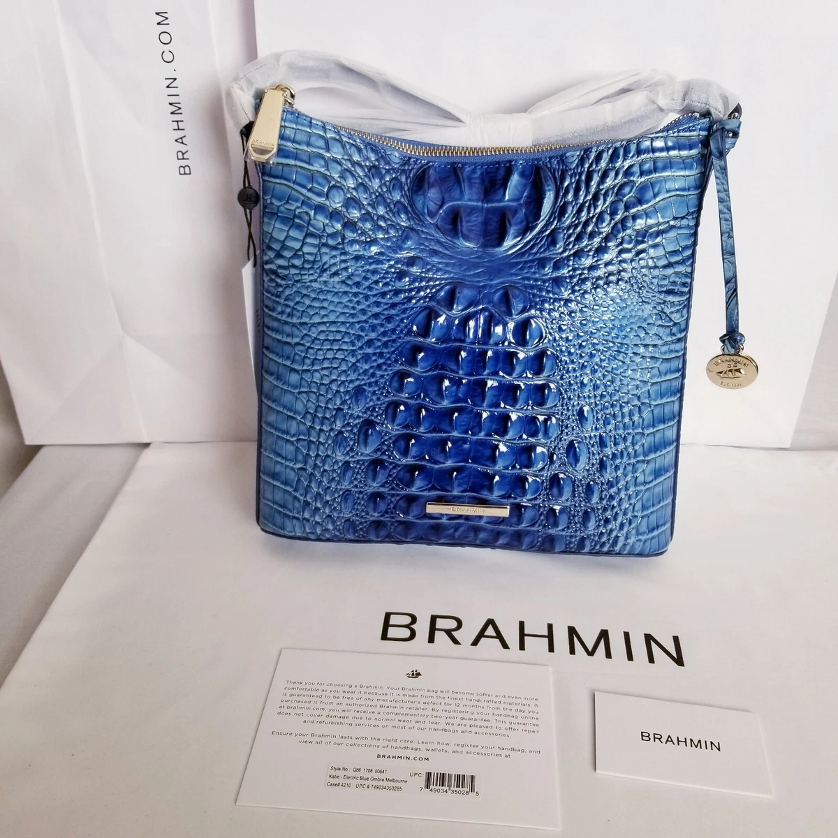 BRAHMIN ELECTRIC BLUE OMBRE MELBOURNE KATIE CROSSBODY !!NWT!! SOLDOUT!!