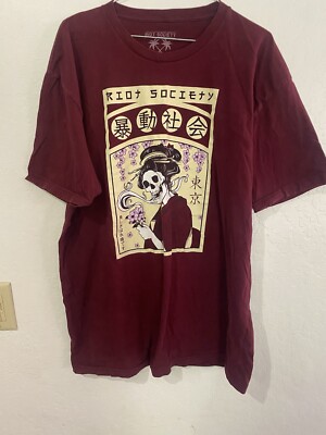 RIOT SOCIETY  X-Large XL Skull tee 100% Cotton COOL  Great Condition!