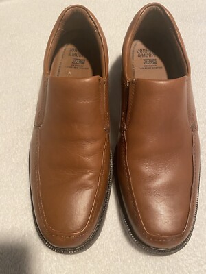 Johnston Murphy XC4 Brown Leather Shoes Waterproof Sheepskin Loafers Size 