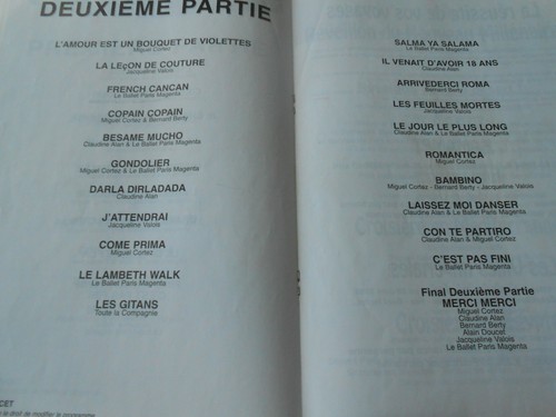 Programme Spectacle de Paris Tournées Hommage Dalida 1999 - Imagen 2 de 2
