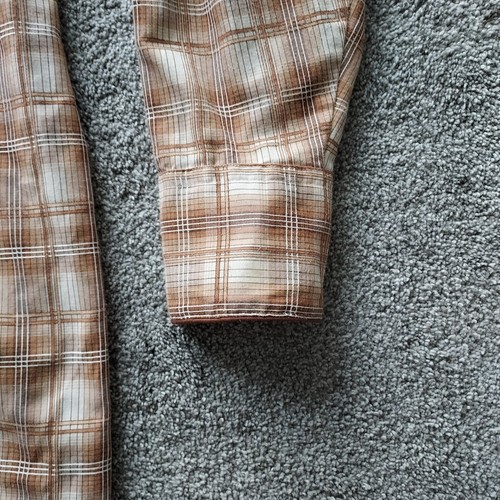 Vintage Karman Western Roper Shirt Tan/Brown Pearl Snap Long Tall - Picture 16 of 17