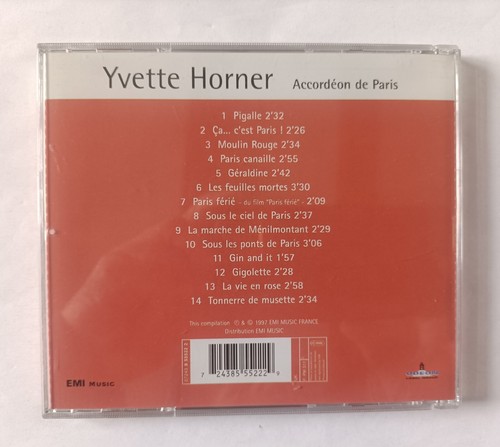 CD ACCORDEON DE PARIS / YVETTE HORNER / CD COMME NEUF - Imagen 2 de 2