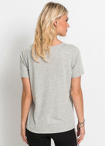 LADIES RAINBOW YOGA CREW GREY MARL PRINT T-SHIRT UK SZ 26 BRAND NEW - Picture 3 of 4