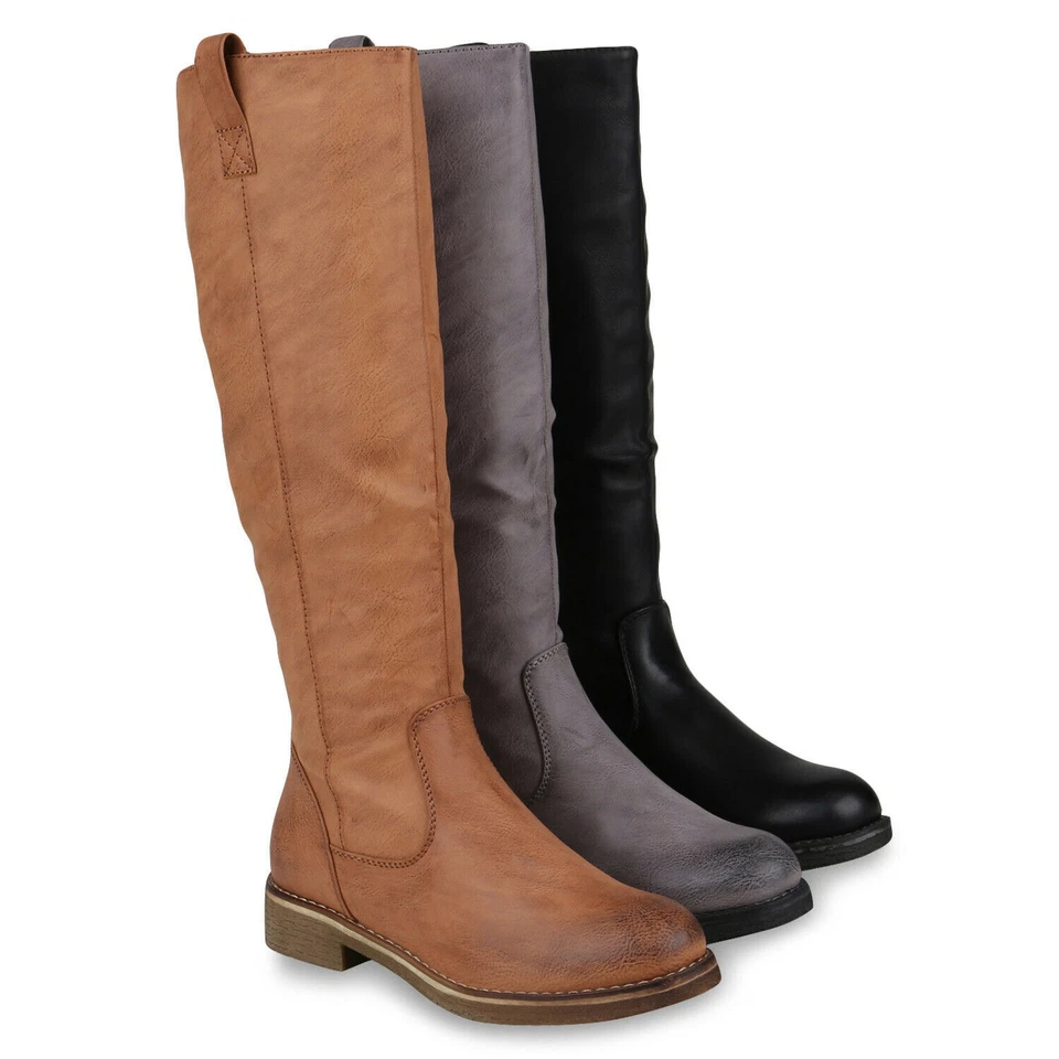 MARKENLOS Klassische Stiefel Damen Schuhe Boots Profilsohle Winterstiefel 895881 Schuhe