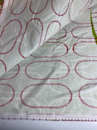 Premier Prints Fabric Home Dec Bright Green Red White Ovals Mod 1.5yd X 58" Wide - Picture 2 of 3
