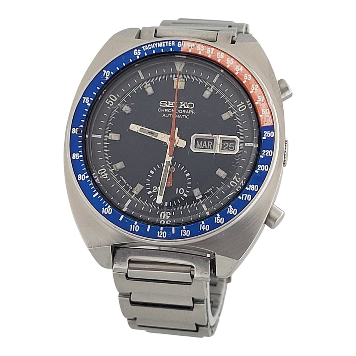 Seiko 6139-6002 Pogue Automatic Chronograph Men's Watch Blue Dial