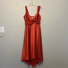 Davids bridal Silky Orange Midi High Low Hem Feminine Babydoll Evening Dress 8