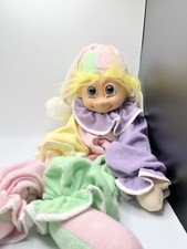 Vintage Russ Berrie 3622 Troll Pajama Clown Bag Doll Glass Eyes 24" long