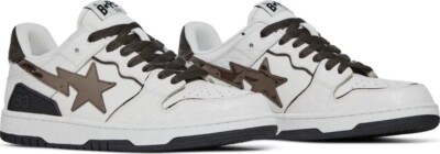 Size 12 - A bathing ape SK8sta White/Silver