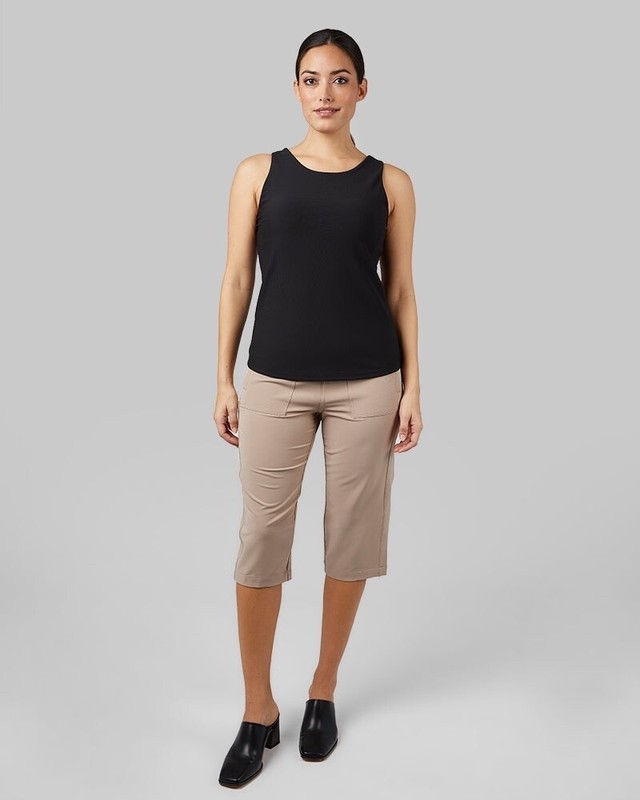 32 DEGREES STRETCH PULL ON CAPRI PANT MOCHA POLY ZIP POCKET BAGGY  L-XL NWTAG