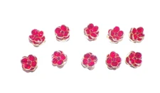 TEN (10) VINTAGE AUSTRIAN CRYSTAL BUTTON COVERS RED  & GOLDTONE