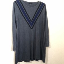 Very J Womens Small Sweater Dress V-Neck Gray Multicolor Accent