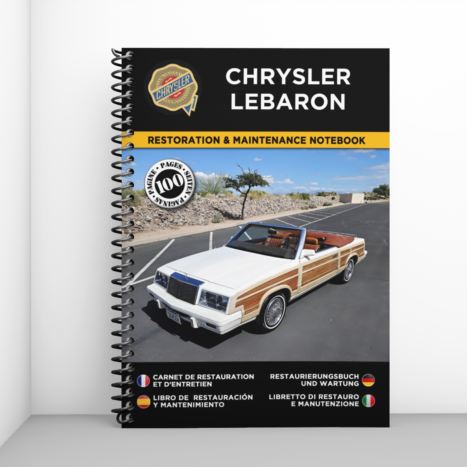 Cahier de restauration Chrysler LeBaron - Carnet A4 pour entretien de voiture de collection