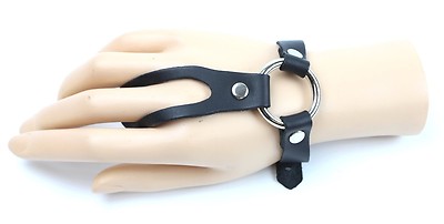 Adjustable Black Leather Wristband Bracelet Cuff Goth Gothic Punk Bracelets Women Men Metal Armbands Cosplay Jewelry I.1262263274