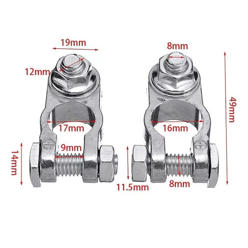 Conector de batería universal para automóvil SUV de 16-18 mm clips de abrazadera de terminal cabezal de pila de zinc Foto 3 de 4