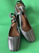 MARKS & SPENCER, Ladies Green Coloured Slingback Heeled Shoes, Size 5.5, Leather