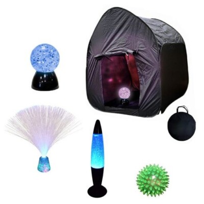 Black Sensory Pop Up Zelt & 4 x Sensory Light Up Toys Nachtlichter Set Konvolut