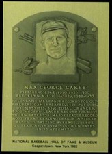 Max Carey Rare 1981-89 Hall of Fame Plaque Metallic Card Pittsburgh Pirates