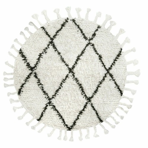 Alfombra de área de peluche nuLOOM hecha a mano geométrica con borla de diamante en blanco nautral - Imagen 9 de 9