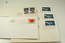 Lot of 5, First Day of Issue Postage Stamps, 1962 Mercury, 1988 Olympics, 2008