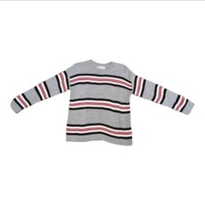 Cotton Emporium Shirt Girls Large Grey White Red Striped Sweater