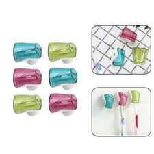 6 Pcs Toothbrush Storage Cover Travel Rack Suction Cup Holder for Mirror