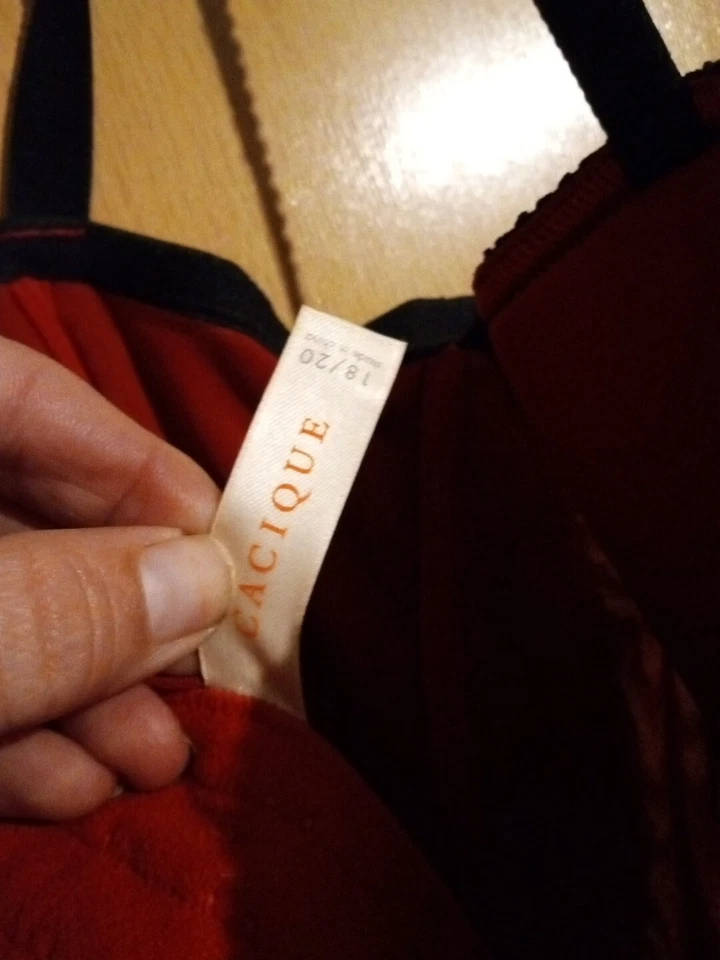 Cacique UNDERWIRE Lined RED Bustier BODICE Corset Bra Top 18-20 W/BLACK ACCENTS - Image 3 of 4