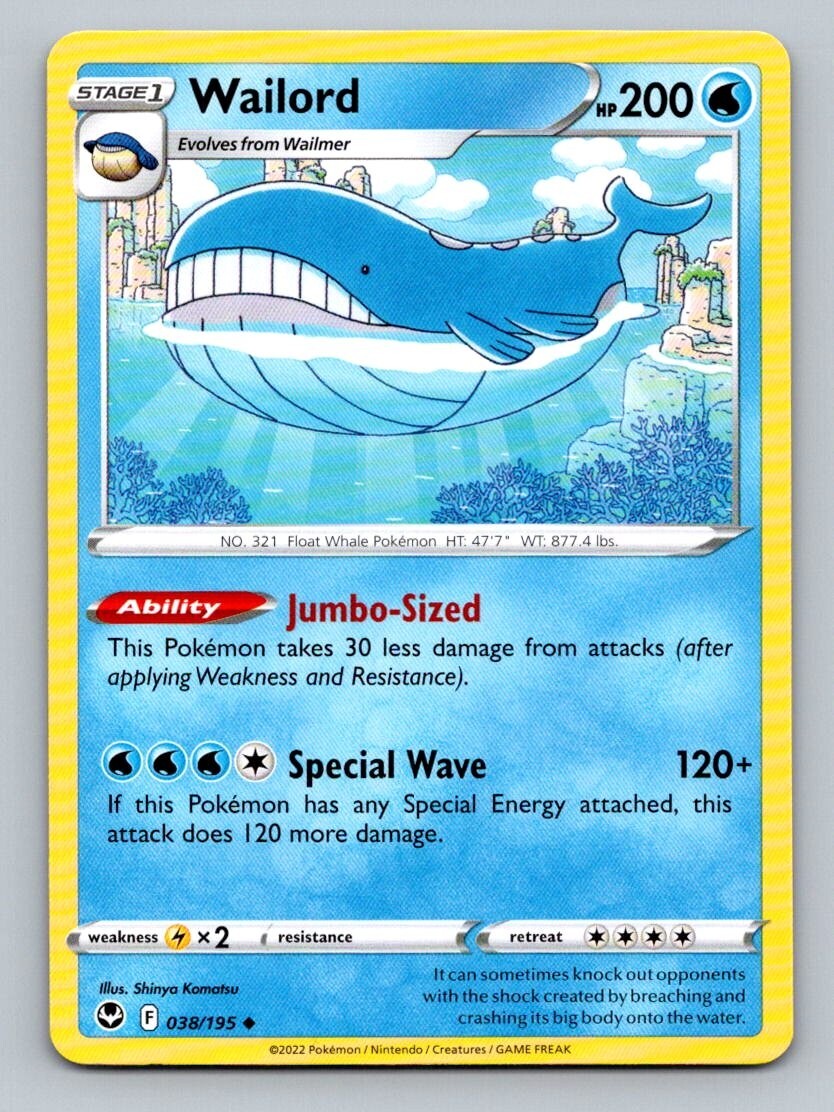 2022 Pokemon Card Silver Tempest Wailord 38/195