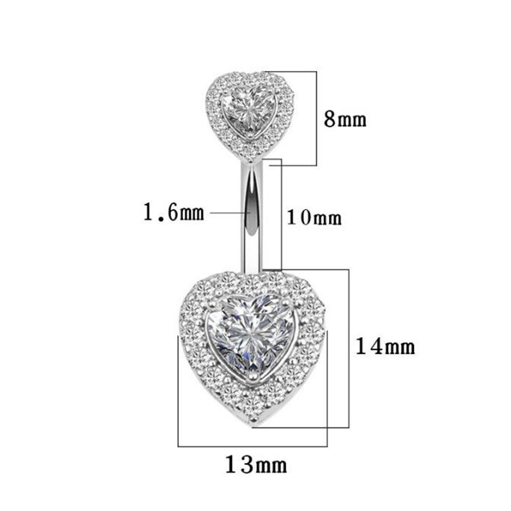 1Pc Stahl Bauchnabel Ring Kristall Piercing Bauchnabel Herz Stil  