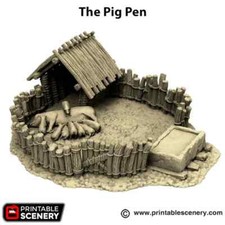 Pig Pen with Piglets – Hagglethorn Hollow Collection | Printable Scenery