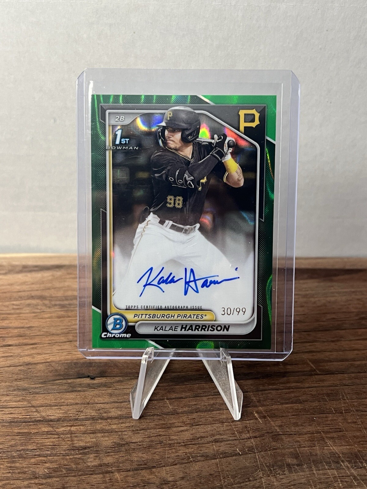 KALAE HARRISON 2024 BOWMAN CHROME 1ST AUTOGRAPH GREEN LAVA AUTO /99 Q2277