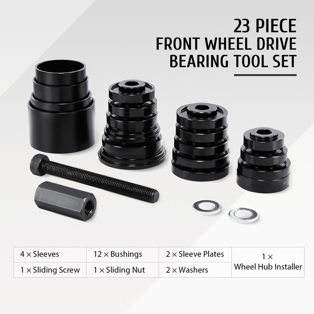 23pc Front Wheel Drive Bearing Press Tool Kit – Removal Adapter Puller For FWD Vehicles